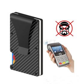 Minimalist Slim Carbon Fiber Money Clip Front Pocket Wallet RFID Blocking Card Holder for Men