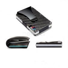 Minimalist Slim Carbon Fiber Money Clip Front Pocket Wallet RFID Blocking Card Holder for Men