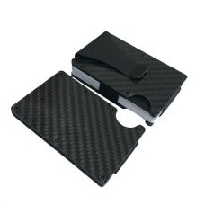 Minimalist Slim Carbon Fiber Money Clip Front Pocket Wallet RFID Blocking Card Holder for Men