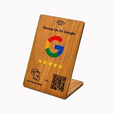 China Factory Custom Print Wood Smart Tap NFC Google Review Stand