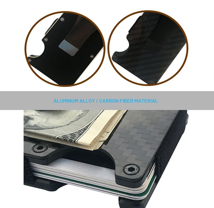 Minimalist Slim Carbon Fiber Money Clip Front Pocket Wallet RFID Blocking Card Holder for Men